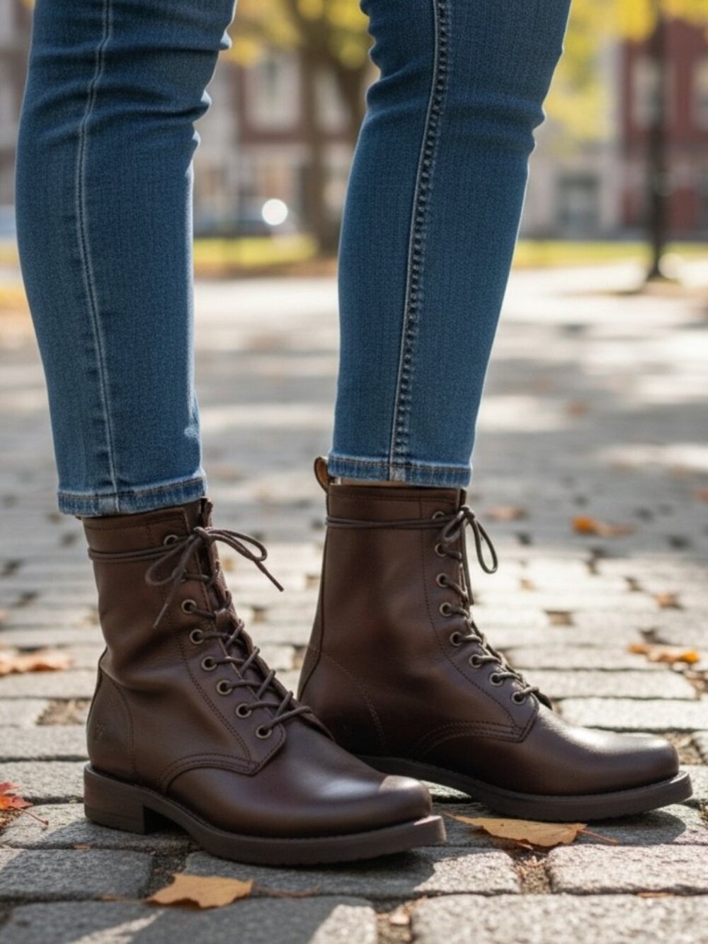 $378 Frye Veronica Combat Brown Leather Lace Up Moto Combat Comfy Ankle Boot - Picture 2 of 16